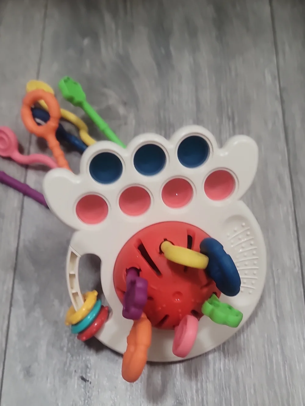 Baby Multi-Activity Ring and Pop Sensory White with Multicolor Rings Figit Toy